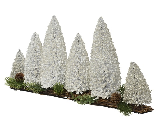 [4-687657] ***TABLEPIECE FOAM BALL-GLITTER WHITE L50.00-W8.00-H22.00cm