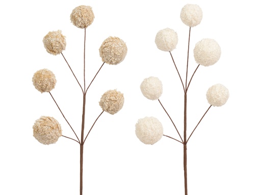[4-701522] RAMA POMPONES DE PELO TIPO PELUCHE - 2 COLORES - PRECIO UNIDAD - L5.00-W15.00-H51.00cm