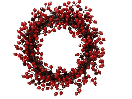 [4-702014] COURONNE DE BAIES ROUGES - FOAM - dia40.00-H5.00cm