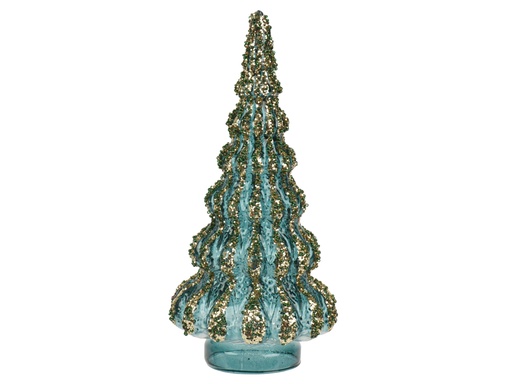 [4-702969] PETIT ARBRE EN VERRE - VERT EMERAUDE - dia12.00-H25.50cm