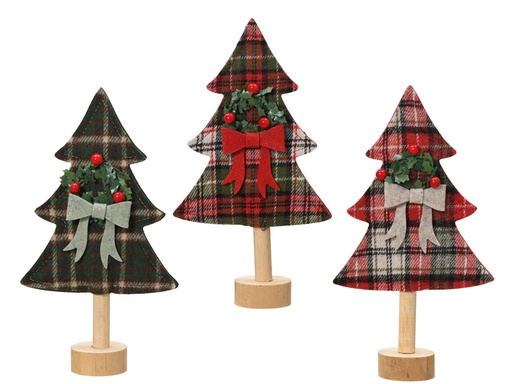 [4-703031] PETIT ARBRE EN TISSU A CARREAUX -  L14.00-W5.00-H26.00cm
