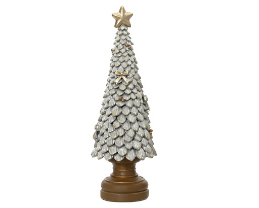 [4-703106] ***TREE POLYRESIN SILVER L12.00-W12.00-H36.00cm