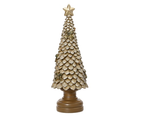 [4-703108] ***TREE POLYRESIN GOLD L12.00-W12.00-H36.00cm