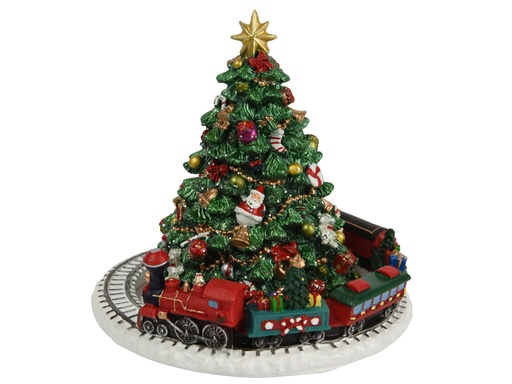 [4-703462] BOITE A MUSIQUE - STYLE VINTAGE AVEC TRAIN - OBJET DE COLLECTION - RESINE - L16.00-W16.00-H16.00cm