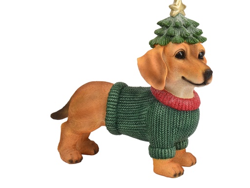 [4-703572] PERRO RESINA - VERDE - L13.50-W30.50-H30.00cm