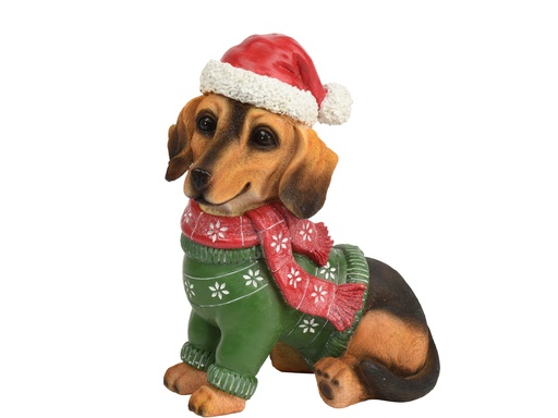 [4-703573] CHIEN EN RESINE - VERT - L15,00 x l23,50 x H29,00 cm