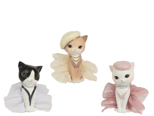 [4-703632] ***CAT POLYRESIN ASSORTED L6.80-W6.40-H12.00cm