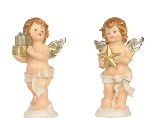 [4-703685] FIGURINE ANGE EN RESINE - 2 MODELES ASSORTIS - PRIX UNITAIRE - L12.00-W9.50-H23.50cm