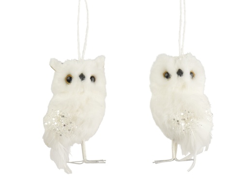[4-703753] ***OWL POLYESTER WHITE L6.00-W6.00-H12.00cm