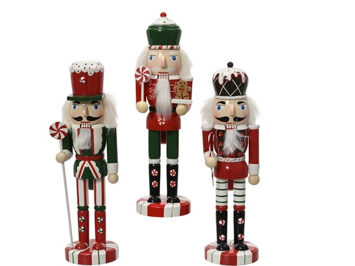 [4-703899] ***NUTCRACKER PINEWOOD ASSORTED L7.00-W7.00-H25.00cm