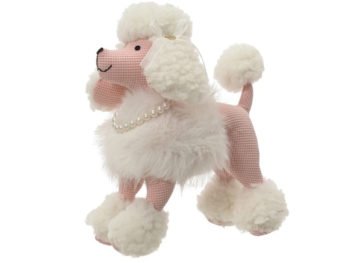 [4-704046] ***DOG POLYESTER PINK/WARM WHITE L25.00-W11.00-H29.00cm
