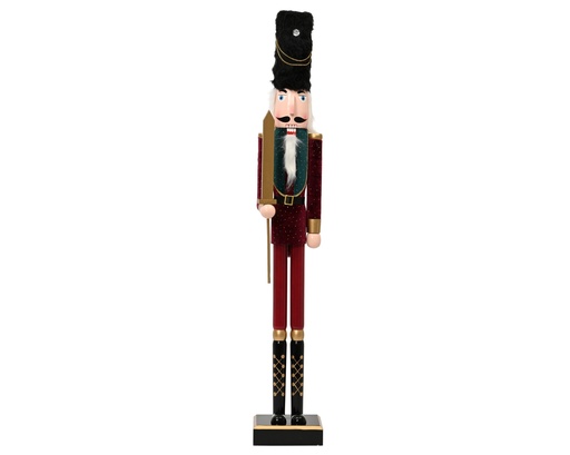 [4-704122] ***NUTCRACKER PINEWOOD BURGUNDY/COLOUR(S) L10.00-W9.00-H48.00cm