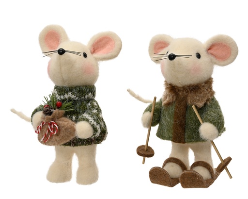 [4-704199] ***MOUSE WOOL GREEN/COLOUR(S) L11.00-W10.00-H23.00cm