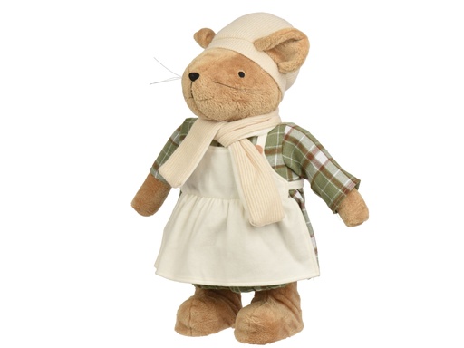 [4-704500] PETITE SOURIS EN TISSU - VERT/BLANC - L36.00-W25.00-H60.00cm