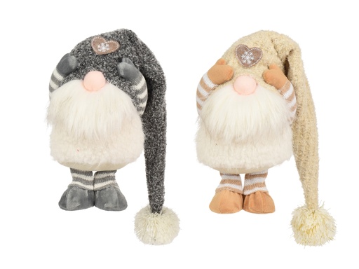 [4-704613] GNOME EN TISSU - 2 COULEURS - PRIX UNITAIRE - L 15.00 x l 14.00 x H 25.00 cm