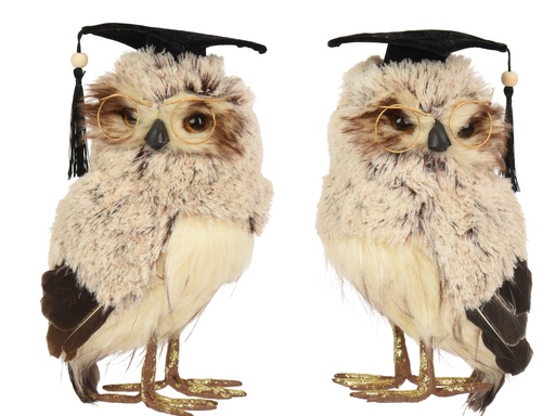 [4-704626] ***OWL ARTIFICIAL FUR GREY L13.00-W18.00-H27.00cm