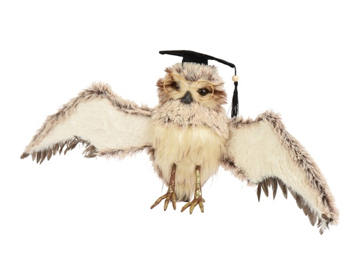 [4-704628] ***OWL ARTIFICIAL FUR GREY L12.00-W28.00-H19.00cm