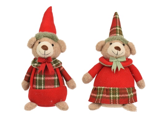 [4-704676] ***BEAR POLYESTER RED/COLOUR(S) L17.00-W12.00-H30.00cm