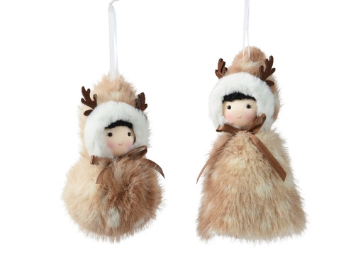 [4-729339] ***ORNAMENT POLYESTER RIBBON HANGER- ANTLER AND BOW BROWN/COLOUR(S) L15.00-W10.00-H5.00cm