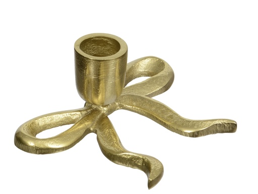 [4-729371] CANDELABRO ALUMINIO DORADO CON LAZO -  L12.00-W9.50-H5.00cm