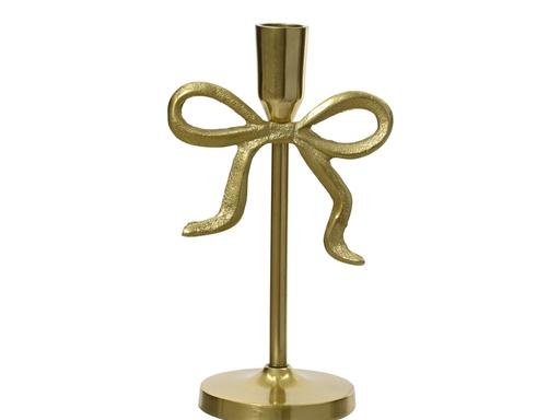 [4-729372] CANDELABRO ALUMINIO DORADO CON LAZO - L12.00-W8.50-H21.00cm