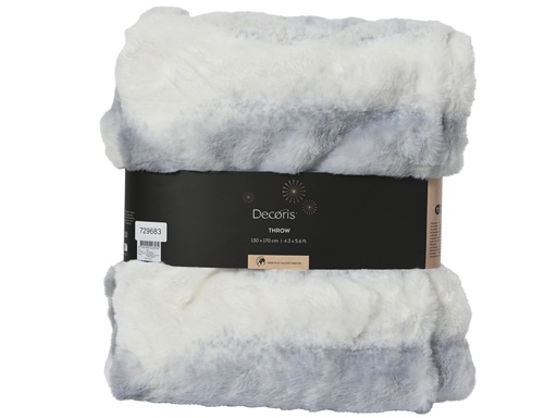 [4-729683] ***THROW POLYESTER WHITE/BLUE L130.00-W170.00-H1.30cm