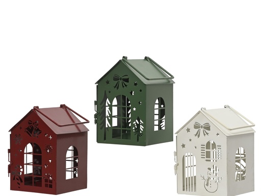 [4-741033] ***TEALIGHTHOLDER IRON ASSORTED L12.00-W11.50-H17.00cm
