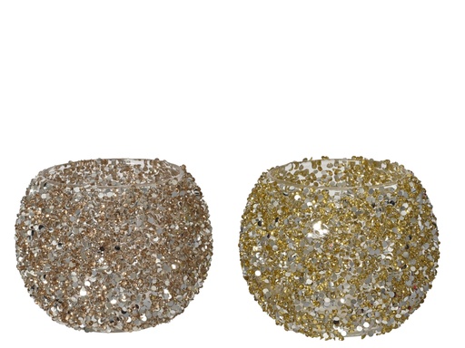 [4-741074] ***TEALIGHTHOLDER GLASS ASSORTED dia8.10-H10.50cm