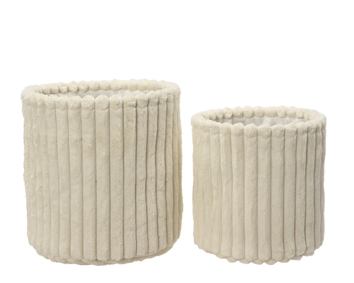 [4-761117] CESTAS PELO -  WOOL WHITE - SET DE DOS - dia30.00-H30.00cm  / dia25.00-H25.00cm