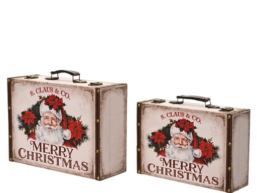 [4-761123] VALISES AVEC MOTIF DE NOEL - LOT DE DEUX - L35.00-W25.00-H12.50cm  / L30.00-W20.00-H10.50cm