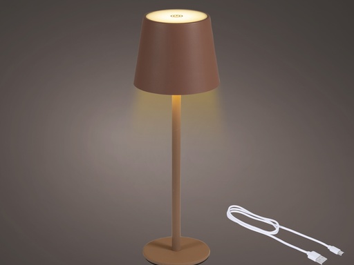 [4-899579] LAMPARA RECARGABLE COLOR MARRON/TIERRA - EXTERIOR - LUZ CALIDA O FRIA  - dia9.00-H27.00cm-48L