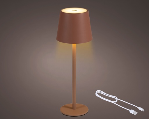 [4-899579] LAMPARA RECARGABLE COLOR MARRON/TIERRA - EXTERIOR - LUZ CALIDA O FRIA  - dia9.00-H27.00cm-48L