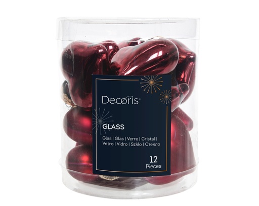 [4-010173] CRISTAL EN FORMA DE CORAZON BRILLANTE OXBLOOD L2.00-W4.50-H4.00cm