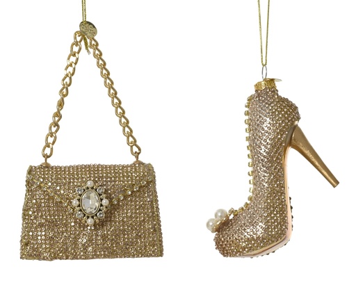 [4-129707] ***HANDBAG GLASS W GOLD DIAMONDS ALL OVER GOLD L8.40-W4.20-H6.70cm