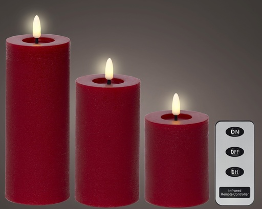 [4-489240] VELA LED NUEVO DISEÑO - BATERIA CON MANDO A DISTANCIA - CHRISTMAS RED/WARM WHITE dia7.00-H19.00cm-1L