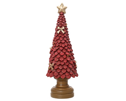 [4-703112] PETIT ARBRE EN RESINE - ROUGE - L12.00-W12.00-H36.00cm