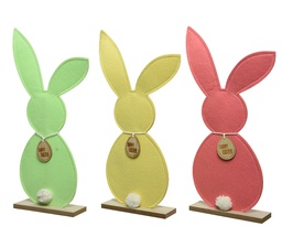 [4-876936] FELT BUNNY ON STAND 3COL ASS L6-W20-H49CM