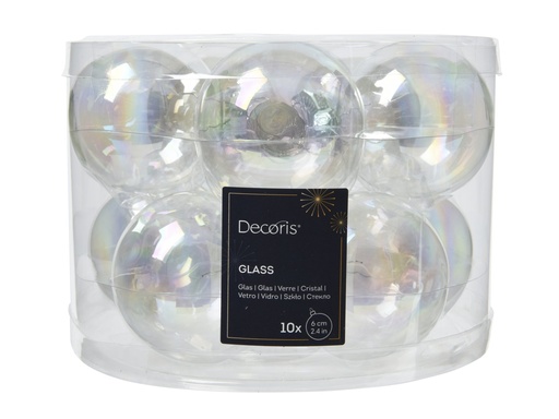[4-140514] ***BAUBLE GLASS TRANSPARENT/IRIS dia6.00cm