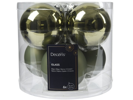 [4-140656] ***BAUBLE GLASS ROSEMARY GREEN dia8.00cm