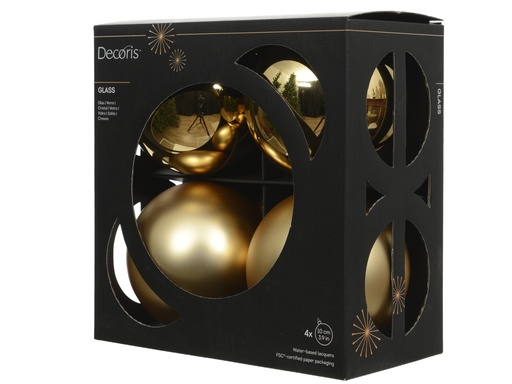 [4-145760] BOLA CRISTAL LIGHT GOLD -  dia10.00cm - caja de 4 bolas