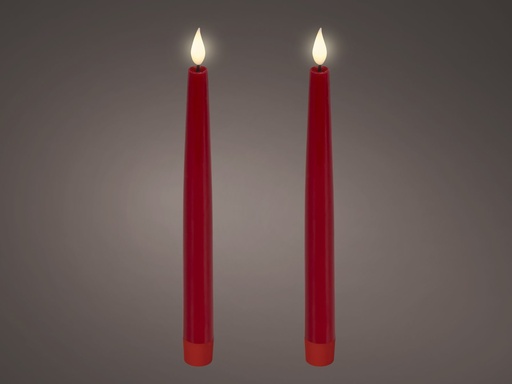 [4-480507] ***LED REALISTIC WICK DINNER CANDLE BO INDOOR RED/WARM WHITE dia2.20-H24.50cm-1L