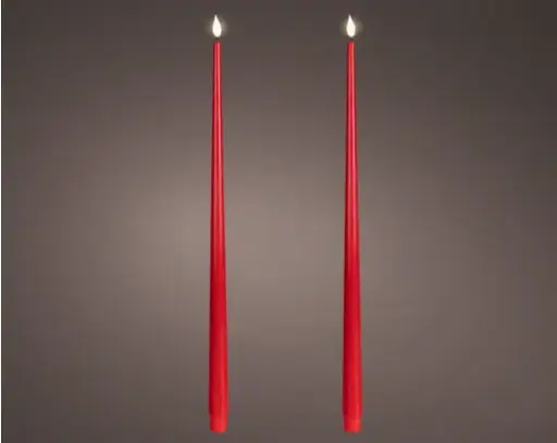 [4-480509] ***LED REALISTIC WICK DINNER CANDLE BO INDOOR RED/WARM WHITE dia2.20-H42.50cm-1L