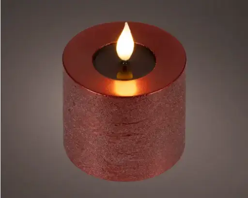 [4-480513] ***LED REALISTIC WICK CANDLE BO INDOOR OXBLOOD/WARM WHITE dia7.50-H9.50cm-1LED