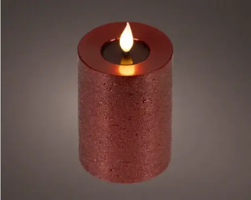 [4-480514] ***LED REALISTIC WICK CANDLE BO INDOOR OXBLOOD/WARM WHITE dia7.50-H13.50cm-1LED