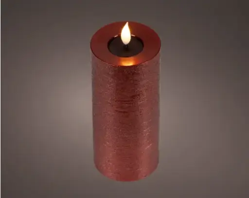 [4-480515] ***LED REALISTIC WICK CANDLE BO INDOOR OXBLOOD/WARM WHITE dia7.50-H20.00cm-1LED