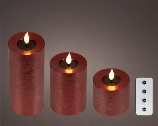 [4-480516] ***LED REALISTIC WICK CANDLE BO INDOOR OXBLOOD/WARM WHITE dia7.50-H20.00cm-1LED