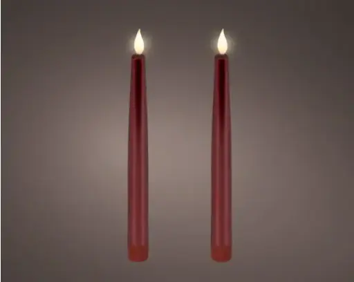 [4-480517] ***LED REALISTIC WICK DINNER CANDLE BO INDOOR OXBLOOD/WARM WHITE dia2.20-H24.50cm-1L