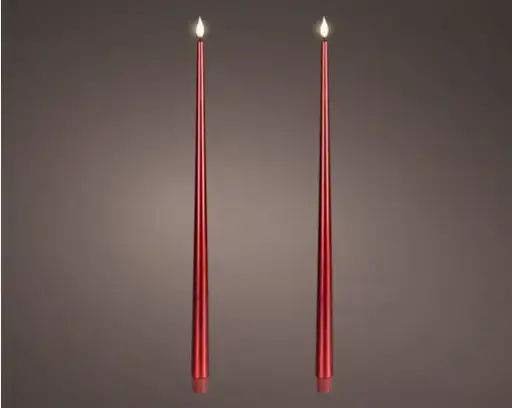 [4-480518] ***LED REALISTIC WICK DINNER CANDLE BO INDOOR OXBLOOD/WARM WHITE dia2.20-H42.50cm-1L