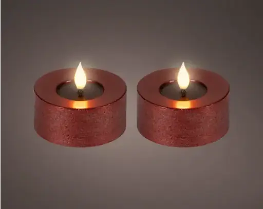 [4-480519] ***LED REALISTIC WICK TEALIGHT BO INDOOR OXBLOOD/WARM WHITE dia7.50-H6.00cm-1LED
