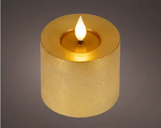 [4-480527] ***LED REALISTIC WICK CANDLE BO INDOOR GOLD/WARM WHITE dia7.50-H9.50cm-1L